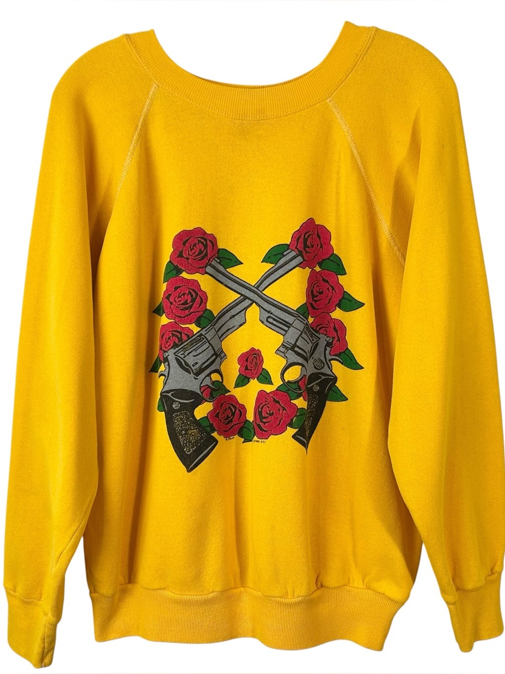 Vintage 1988 Guns and Roses Raglan Yellow Sweatshirt Large-XL
